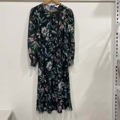 Witchery Womens  Size 8 Long Sleeve Dress Black  / Floral 