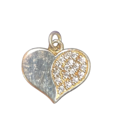 Womens Heart Shaped Pendant Sterling Silver 925/White Stone