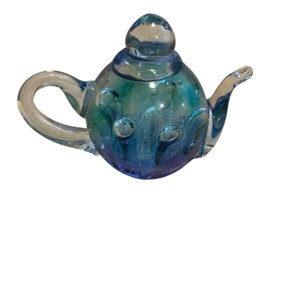 Hand-blown Art Glass Miniature Teapot