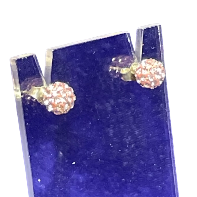 Womens Stud Earrings Pink/Sterling Silver 925