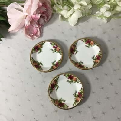 Set of 3 Royal Albert Old Country Roses Bone China Small Dishes