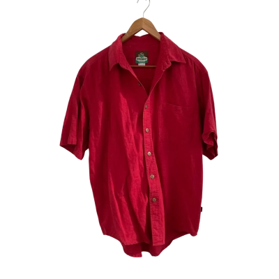 Hemp Braintree Mens  Short Sleeve Shirt Size L Red 