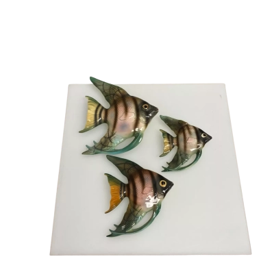 Vintage 3-piece Ceramic Angelfish Wall Plaque Set