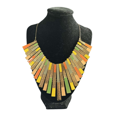  Womens Quirky Bib Necklace Gold / Green / Grey / Orange / Peach 