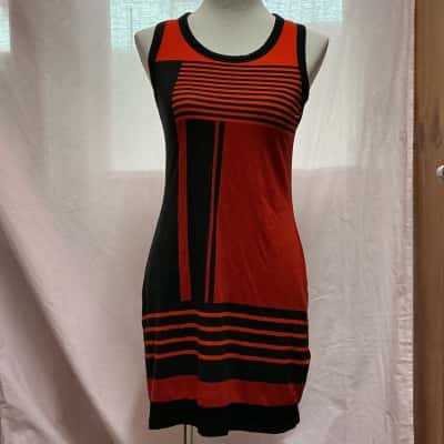 Yessica  Womens  Size XS Casual Dress Black  / Red / Striped 