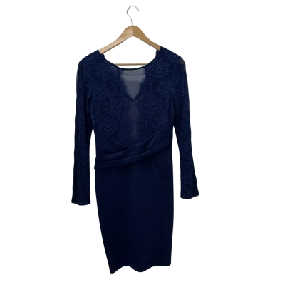 Lipsy Womens  Size 12 Long Sleeve Dress Navy Blue 