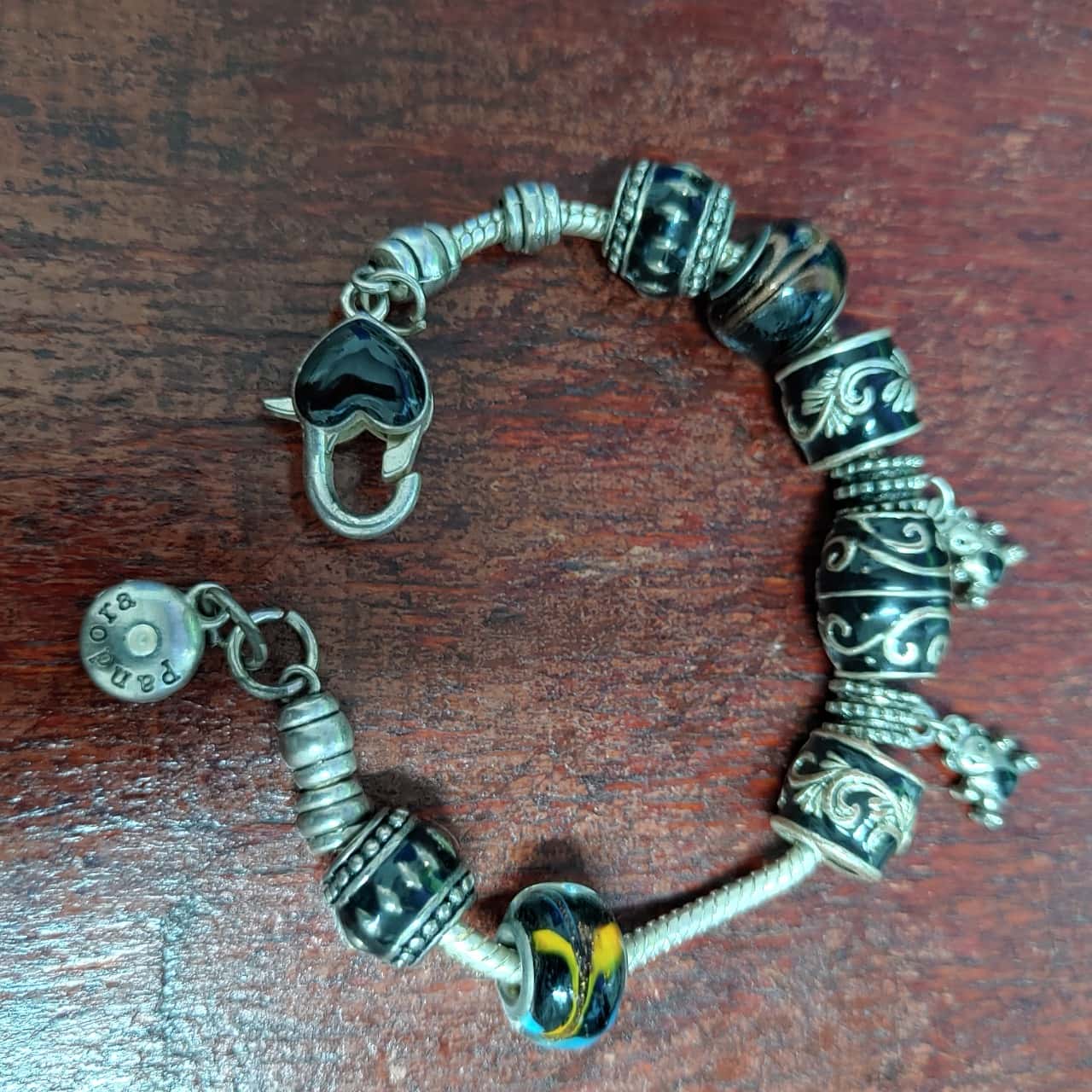 Pandora Women's Silver & Black Charm Bracelet Pandora Women's Silver & Black Charm Bracelet