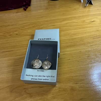  Womens Inspire Tree of life Dangle Earrings in  Gold coloured