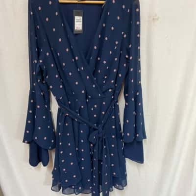 City Chic Georgia Mini Dress Navy/ Polka Dot Size 16