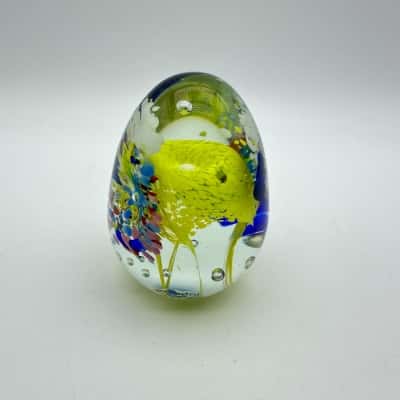 Scan Crystal Colorful Controlled Bubbles Art Glass Paperweight 