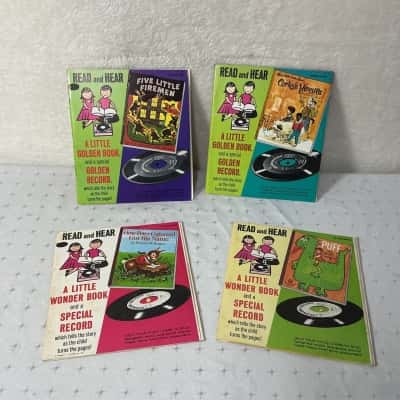 Collection of Vintage "Read and Hear" A Little Golden Book and Golden Record (x 4)