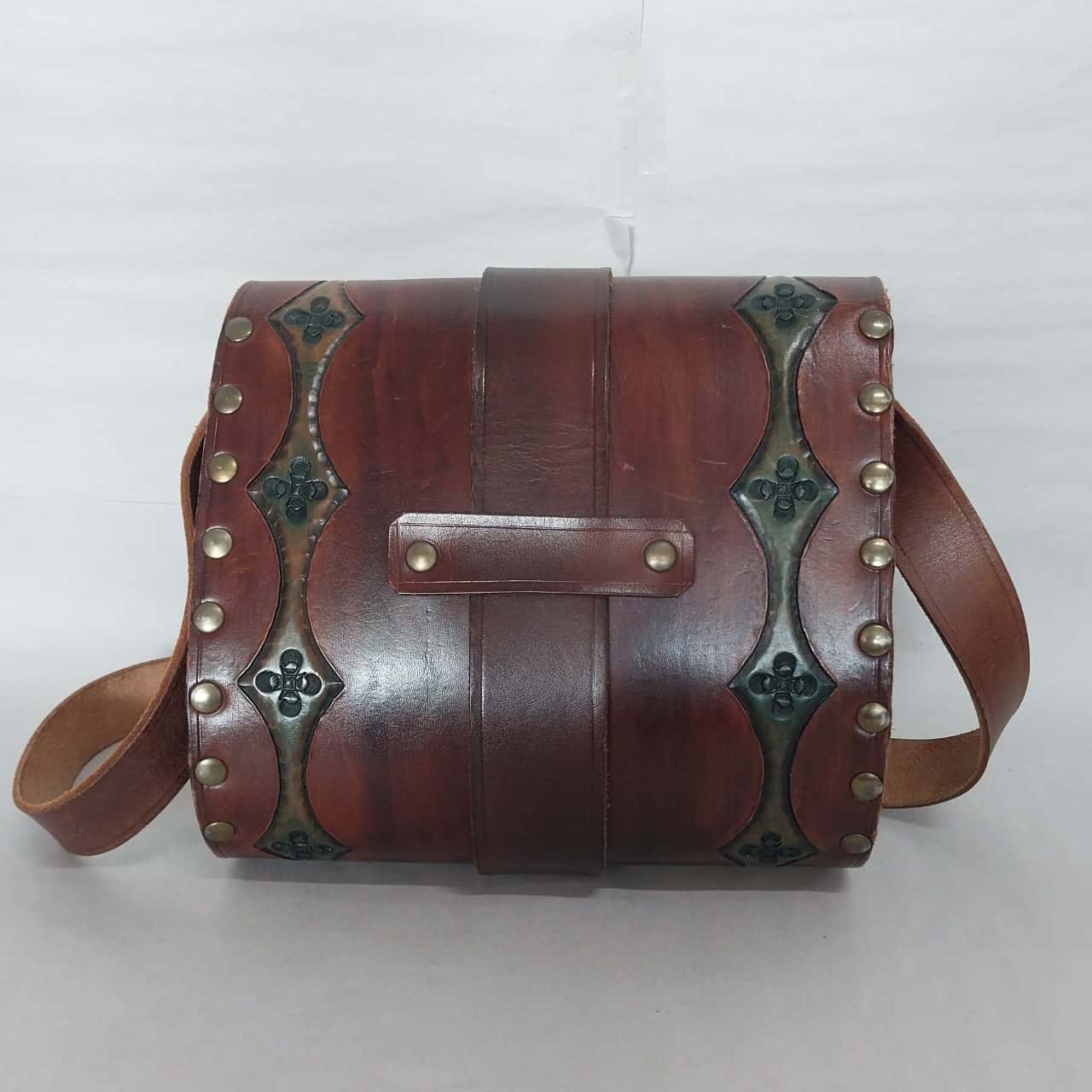 Toad Handbag Toad leather- Womens vintage Handbag, Brown. (s)