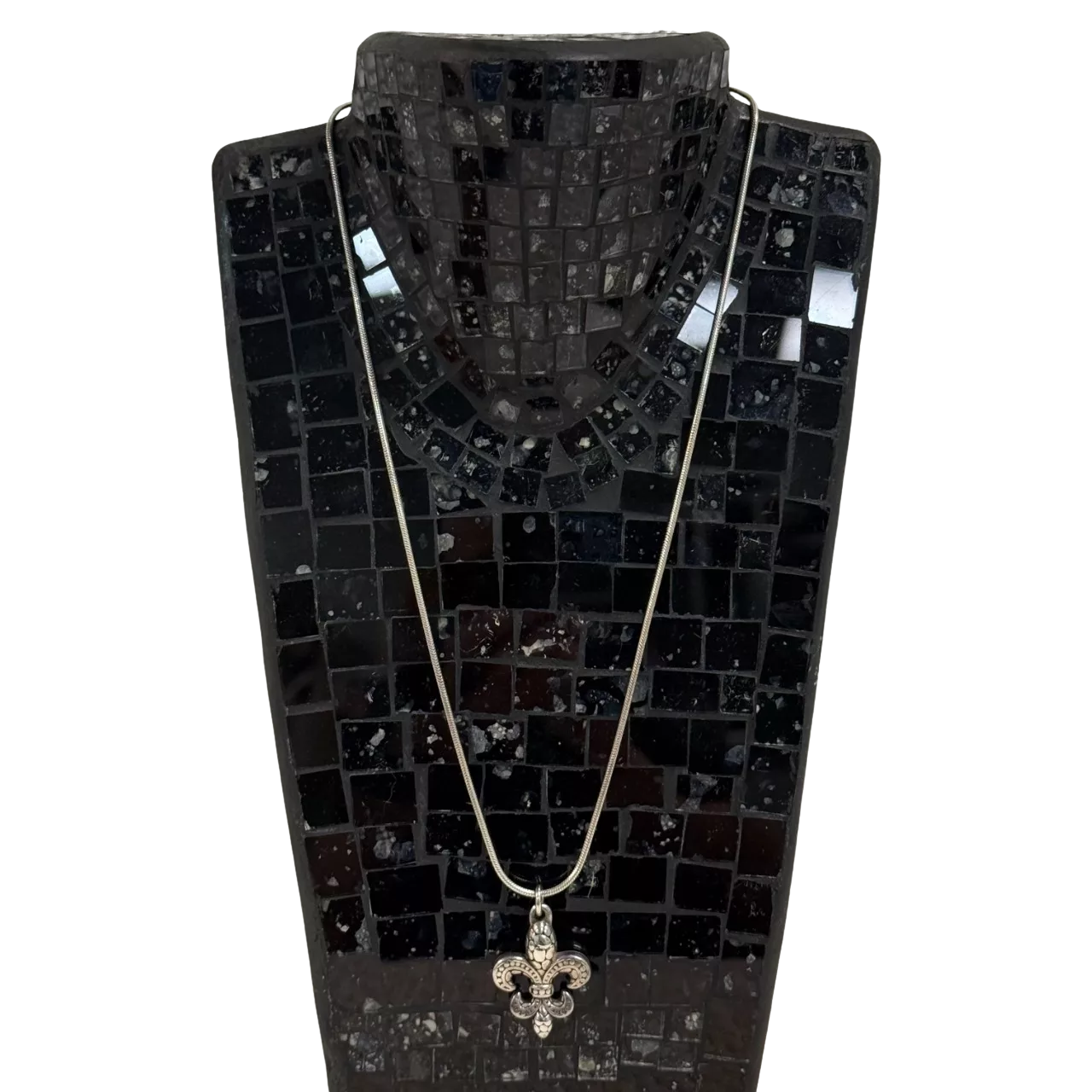 Vintage Sterling Silver (925) Fleur De Lis and SS Snake Chain 