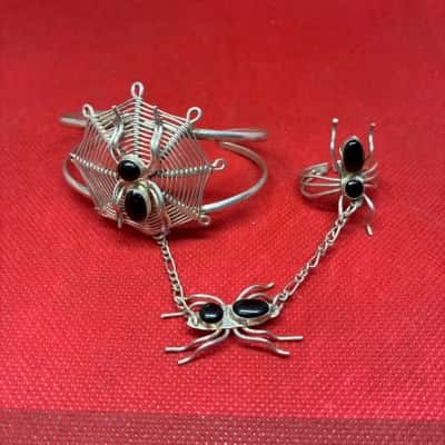 Vintage Spider Womens Bangle / Ring Silver 