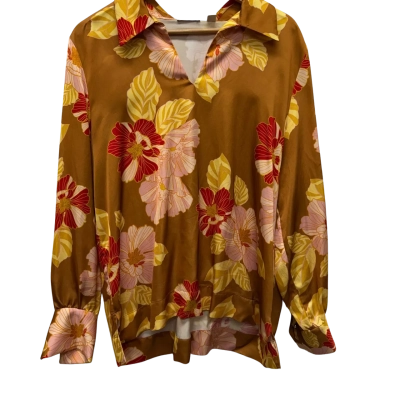 Trenery - Gold Floral Shirt - size 14. 