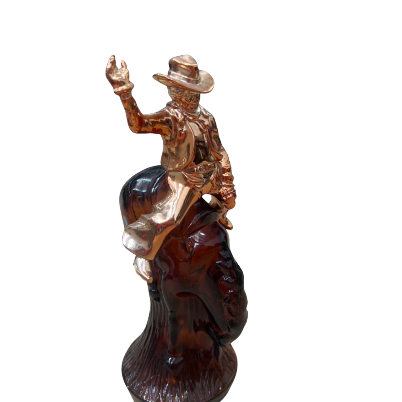 Vintage Avon Bucking Bronco Horse Cowboy Rider Amber Bottle Decanter ...
