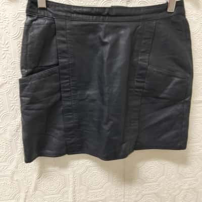 Canda Cowhide Leather  Womens  Size 38 Blue Skirt VGUC