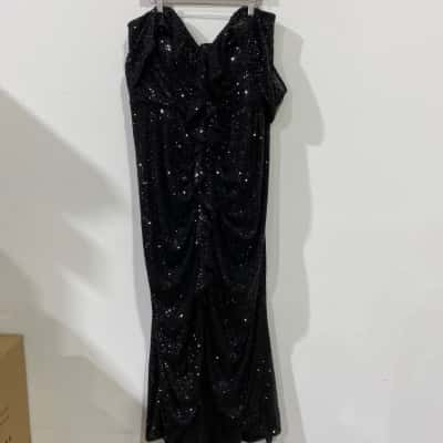 City Chic Luxe Womens  Size XXL Black  Sequin Strapless Evening Gown 