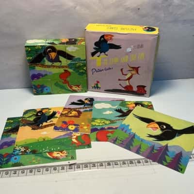 Vintage Aesop’s Fables “The Crow and the Fox” Picture Cube Set