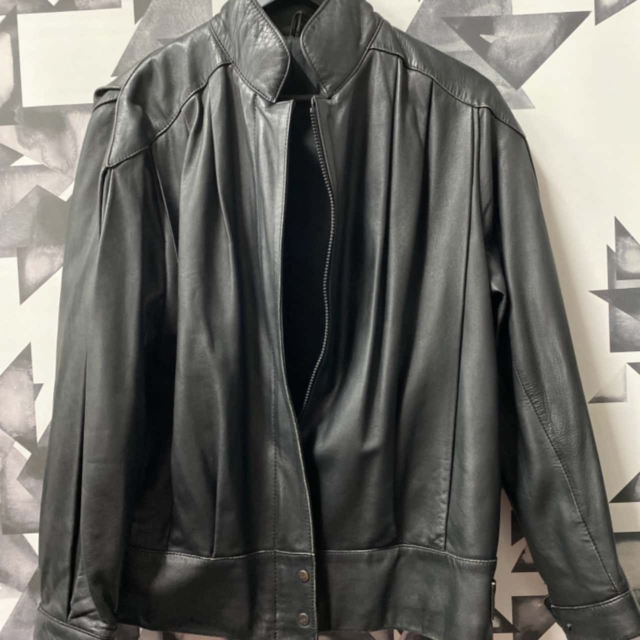 black innovations long leather jacket, m