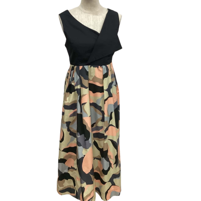  Dogstar  Size 8 Short Sleeve Dress With Pockets Black  / Camouflage / Multicoloured 