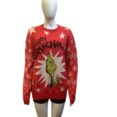 Typo Womens Size L-XL Merry Grinch Sleighin’ This Christmas Jumper Red / White