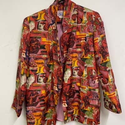 Valentine Womens  Size M Open Jacket Multicoloured / Pattern retro  as is