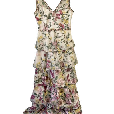 Marchesa Womens Size 4 Beige / Champagne / Floral / Multicoloured / Nude 