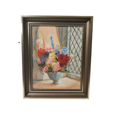 Oil Painting Ivy Brown 'Bouquet' Framed Vintage Artwork 