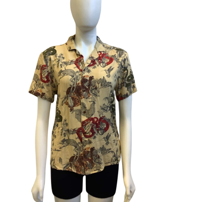 Scotch & Soda Womens  Size S Reptile & Bird Print Shirt Multicoloured