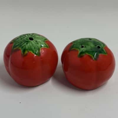 Two Vintage Made in Japan Tomato, Salt and Pepper Shakers. 