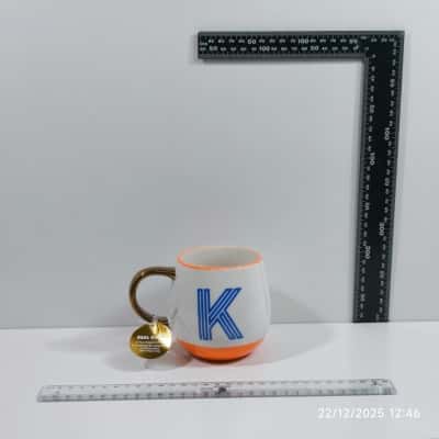 Real Gold Monogram K Mug As New With Tags Preowned 
