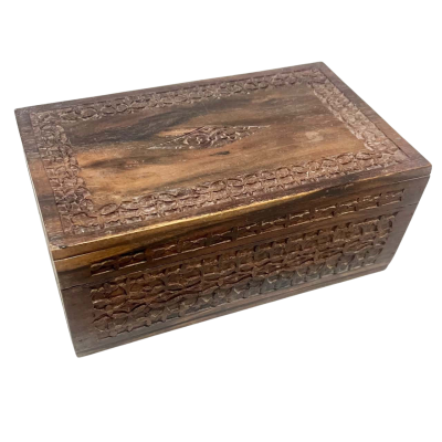 Handcarved Wooden Treasure Chest/Jewellery Box