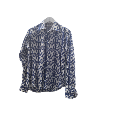 Jimmy Stuart Australia Men's Blue Baroque Pattern Cotton Shirt | Long Sleeve S