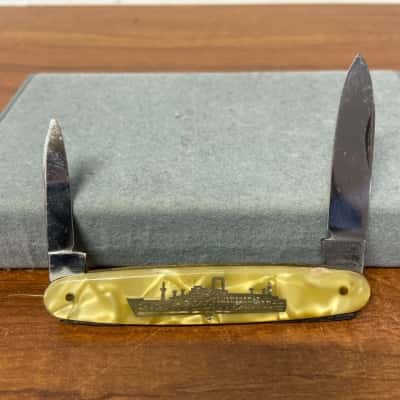 Vintage multi-blade (2) folding pocket knife marked Rostfrei Solingen (ship is engraved Chusan)