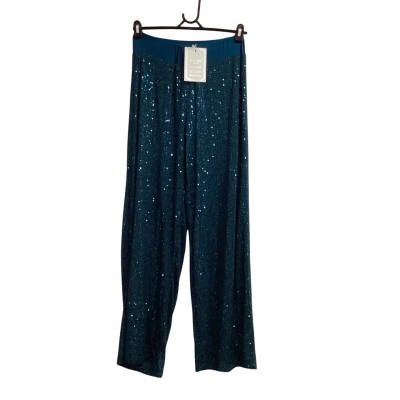 Imagine Italy  Womens  Size S/M Wide Leg Sequinned Pants Teal 