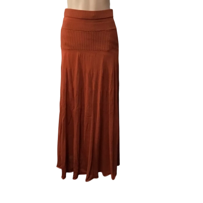 Sass & Bide Womens Size S Rust Orange Ribbed Knitted Maxi Skirt