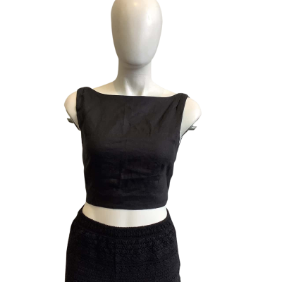 SIR Women's Brand Size 1 Linen Sleeveless Top Black  