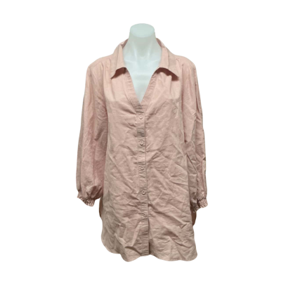 Silver Wishes Womens 100% Cotton Size 18 Button Up Top Blush Pink  