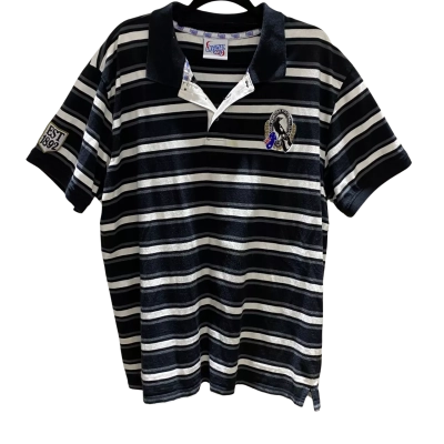 AFL Collingwood Magpies Mens  Size L Polo Shirt Black  / White 