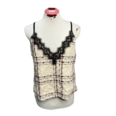 Zara Womens  Size USA M Singlet Top Black  / Cream / Red 