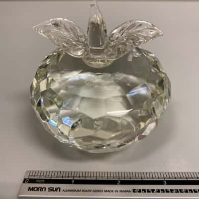Faceted Crystal Apple Paperweight 