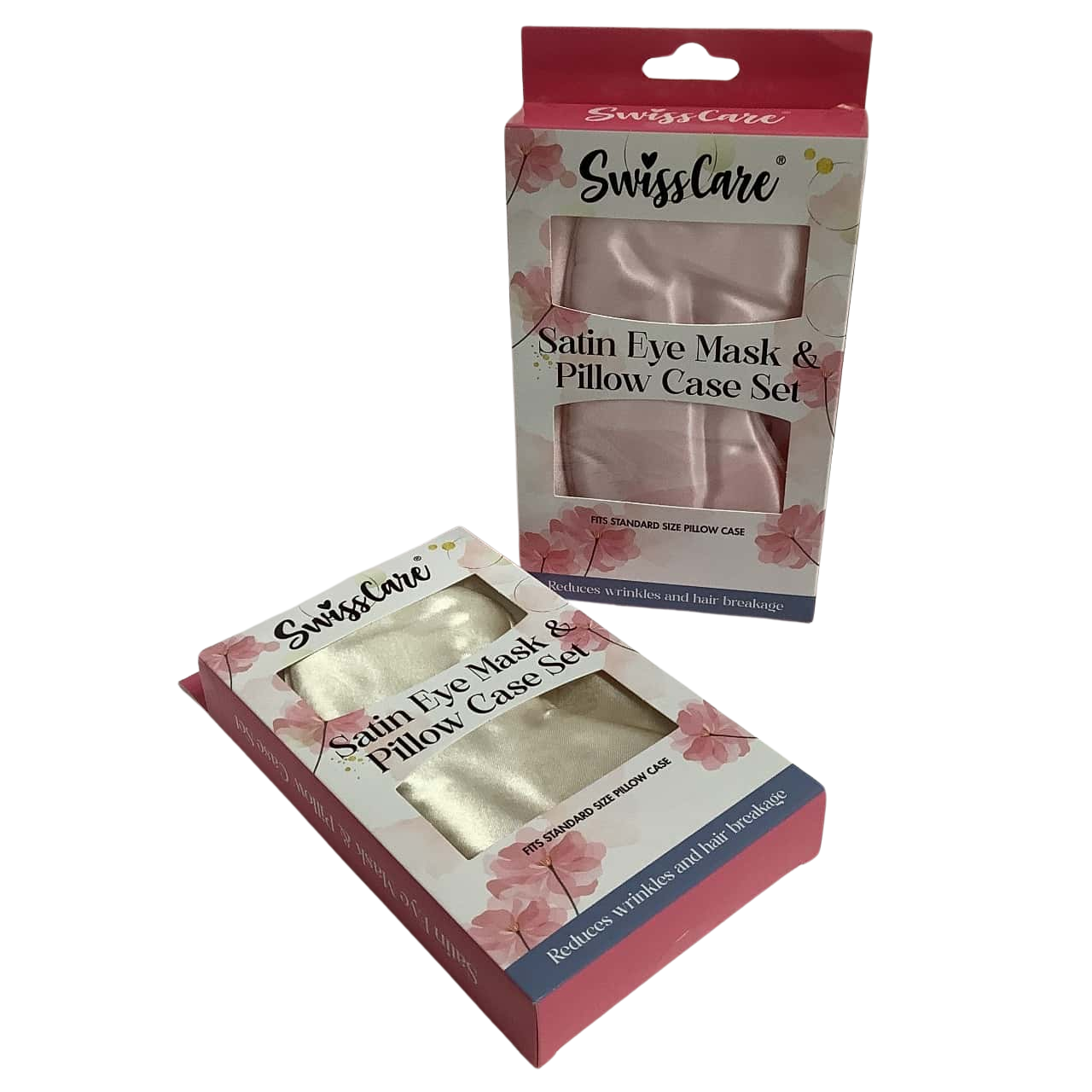 New Swisscare Satin Eye Mask & Pillowcase Gift Set Champagne 111472(s)