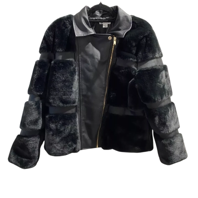 Rockmans Womens  Size 14 Biker Jacket Black  with Faux Fur RRP $129.99