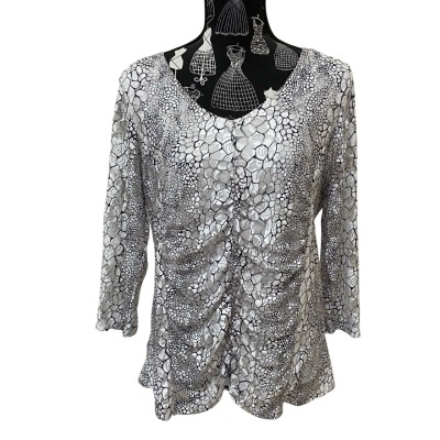 Liz Jordan Womens  Size 16 3/4 Sleeve Top White/Black BNWT