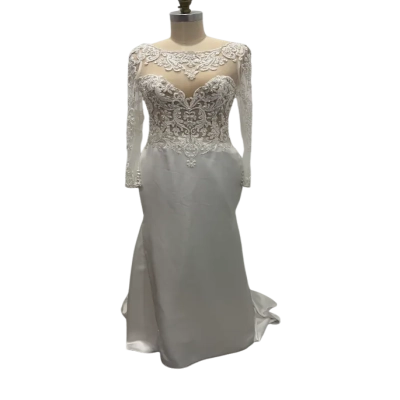  Womens Wedding Dress Long Sleeve Size 6 White 