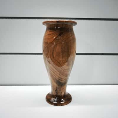 Hand Turned Polished Wooden Vase Vintage Australian Hardwood Decorative Vessel