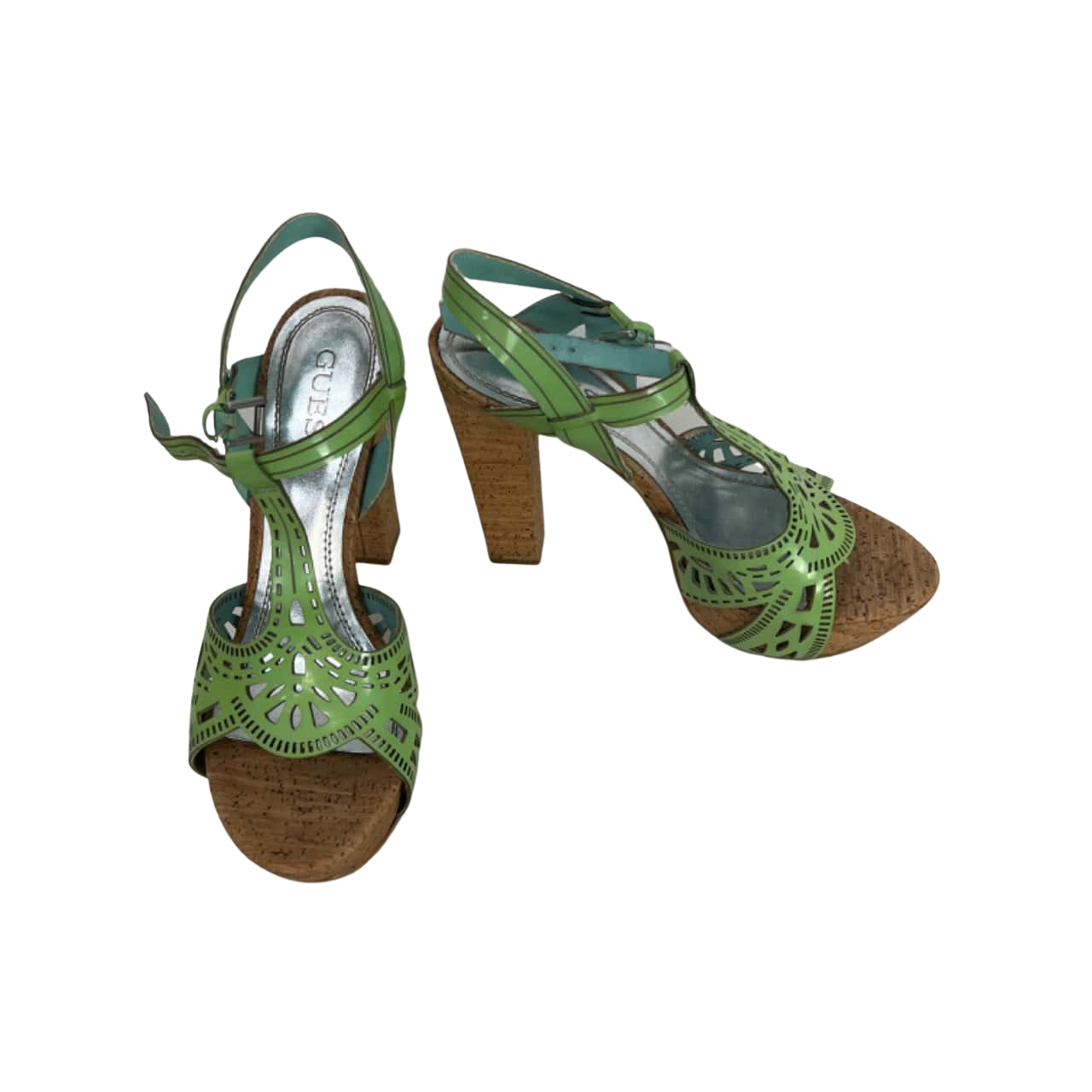 GG  Women's Heeled Sandals Glossy Forest Green