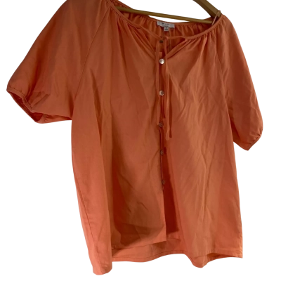 W.Lane Women’s linen button tie front orange top size 14