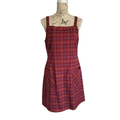 Princess Highway Womens  Size 12 Casual Dress Checked / Maroon BNWT
